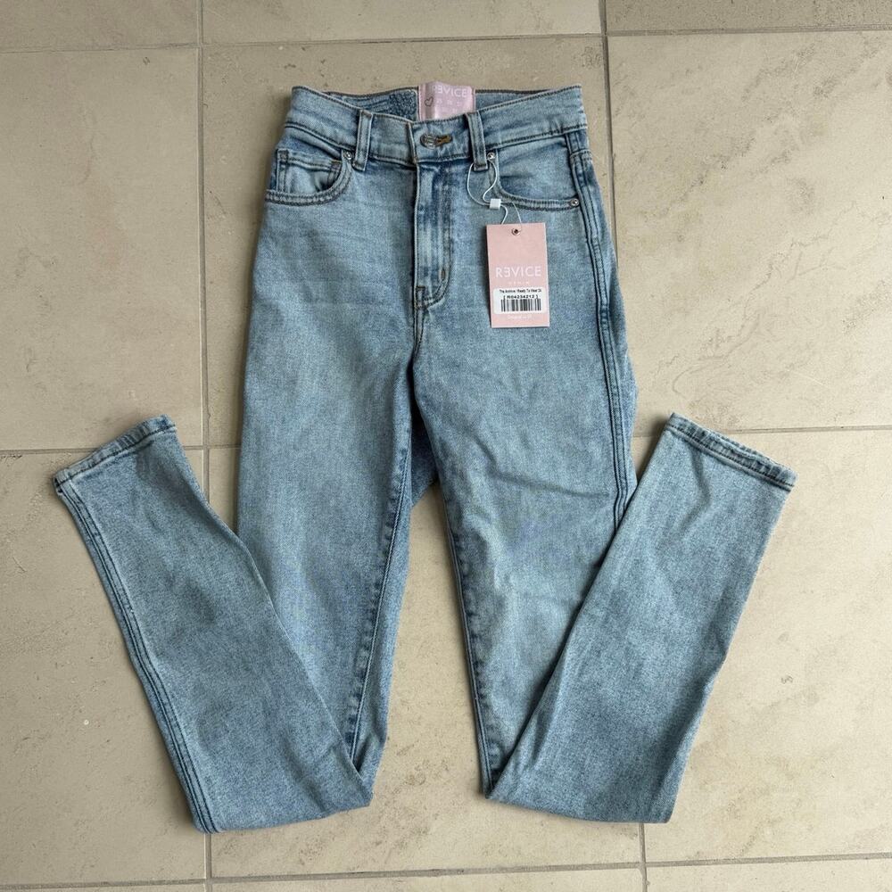 Revice Denim The Archive High Rise Jeans Size 24 Light Wash NWT Skinny Straight
